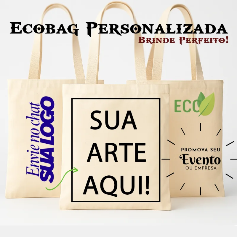 Ecobag Personalizada 100% Algodão CRU Sacola Bolsa Com Sua Arte Logo Desenho