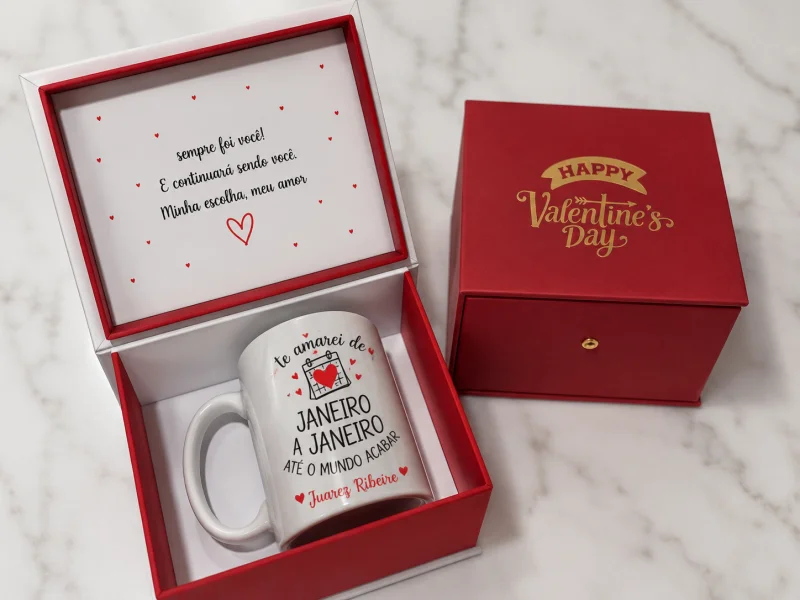Kit Dia dos Namorados Caneca e Caixa Personalizada